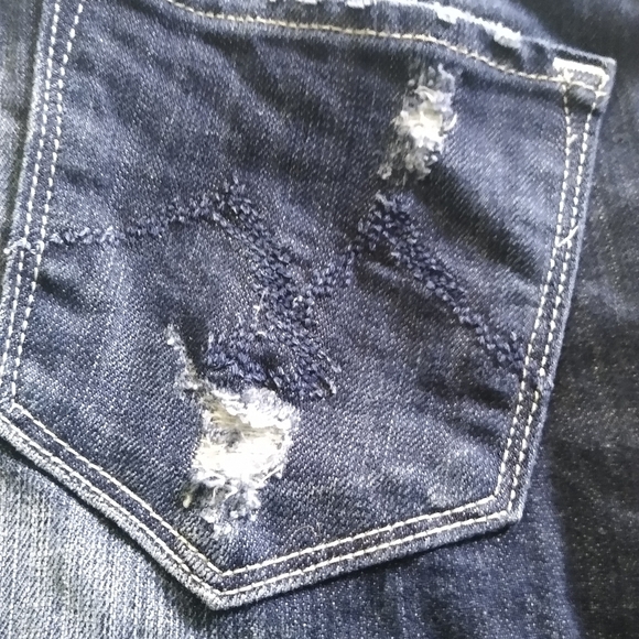 Vigoss mid rise dark wash boot cut distressed jeans Sz 11 - Picture 4 of 10